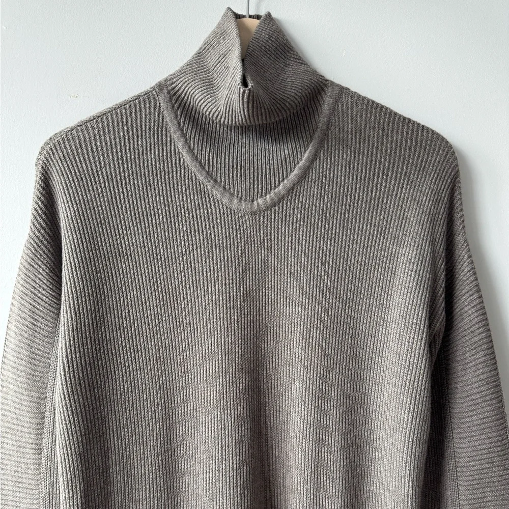 Lululemon Cozy Calling Turtleneck Knit Sweater Heathered Taupe Gray Pima Cotton
